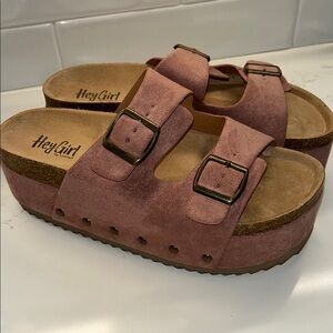 Hey Girl Pink Sandals with Buckles